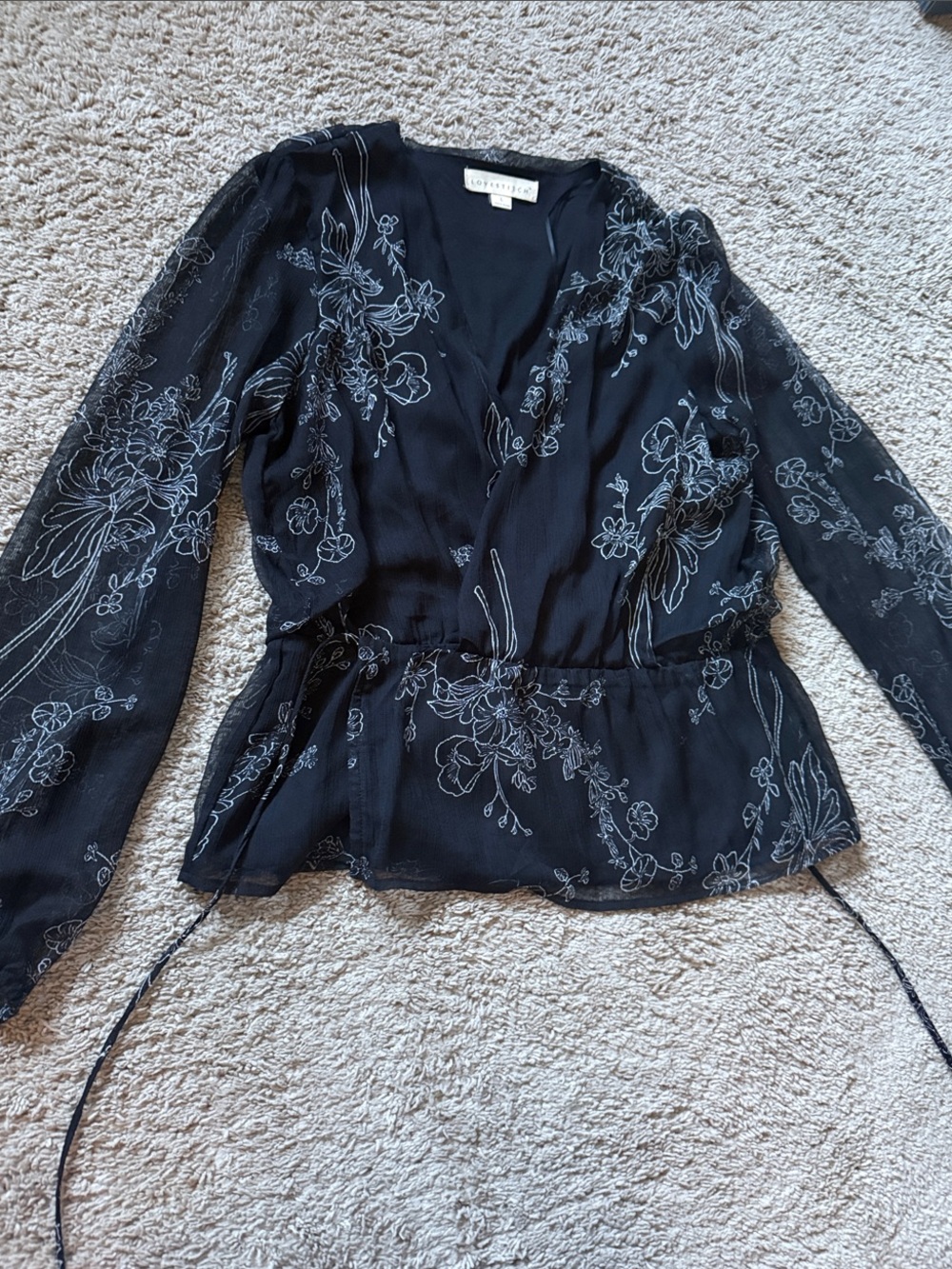 Vici Collection Black Floral Wrap Peplum Blouse